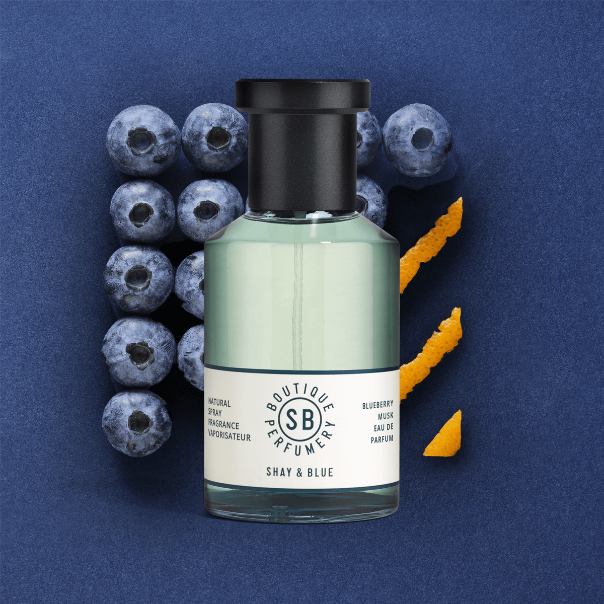 Blueberry Musk Fragrance 100ml | Soft blueberry & orange blossom fused with magnolia and silky cashmere. | Clean All Gender Fragrance | Shay & Blue