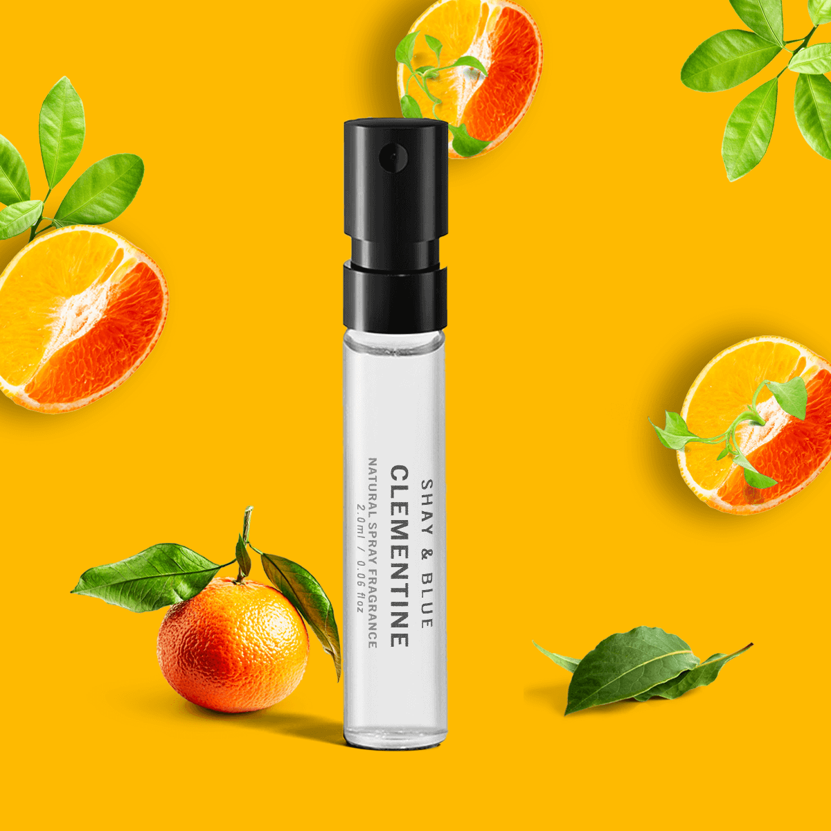 Clementine Fragrance 2ml | Flirty clementine with a bitter freshness of petitgrain and deep laurel woods. | Clean All Gender Fragrance | Shay & Blue