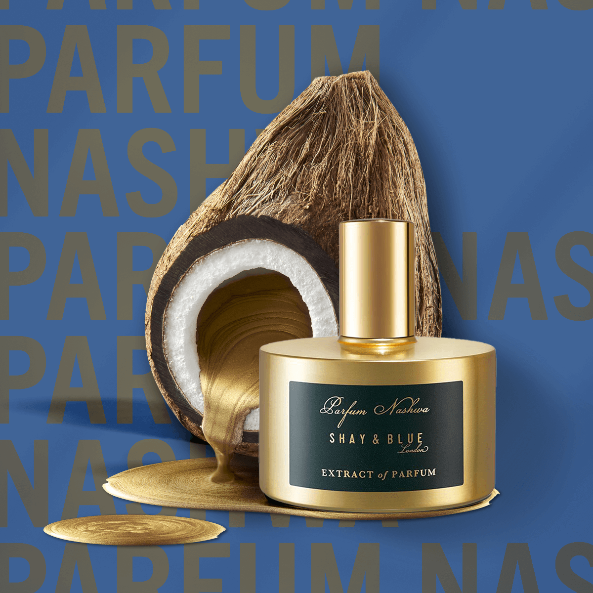 Parfum Nashwa Extract of Parfum 60ml | Reiche Noten von Kakao Noir und Kokosnuss verschmelzen mit dunklem Oud-Holz. | Clean All Gender Fragrance | Shay & Blue