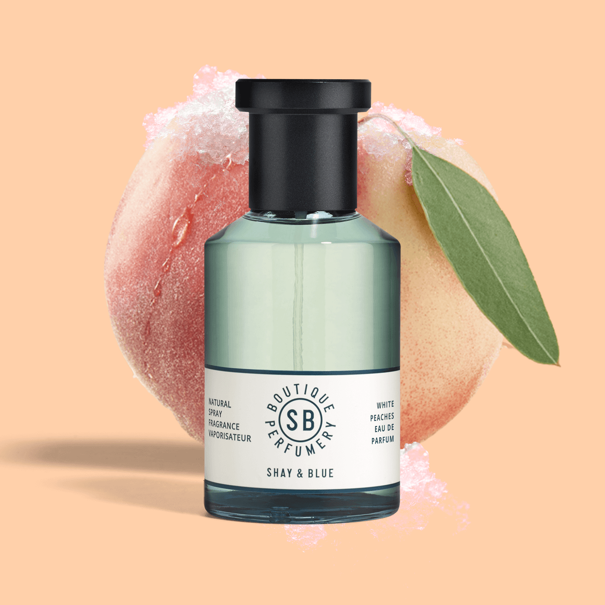 White Peaches Fragrance 100ml | Zarter Pfirsich, Holunderblütengranita und Silberbirke. | Clean All Gender Fragrance | Shay & Blue