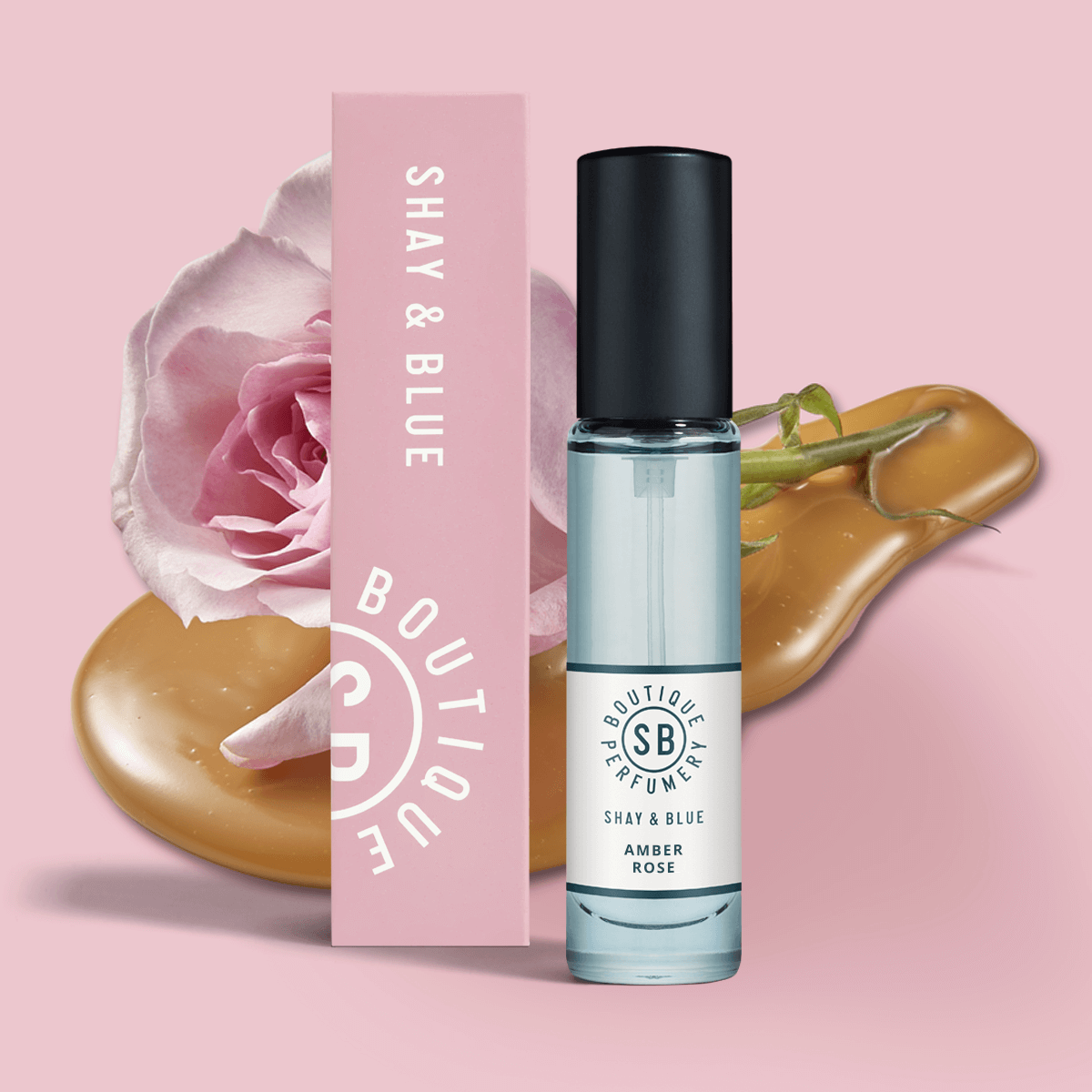 Amber Rose Fragrance 10ml | La nuova stagione della rosa di maggio si unisce all'ambra bianca e a dolci note cremose. | Fragranza pulita per tutti i generi | Shay & Blue