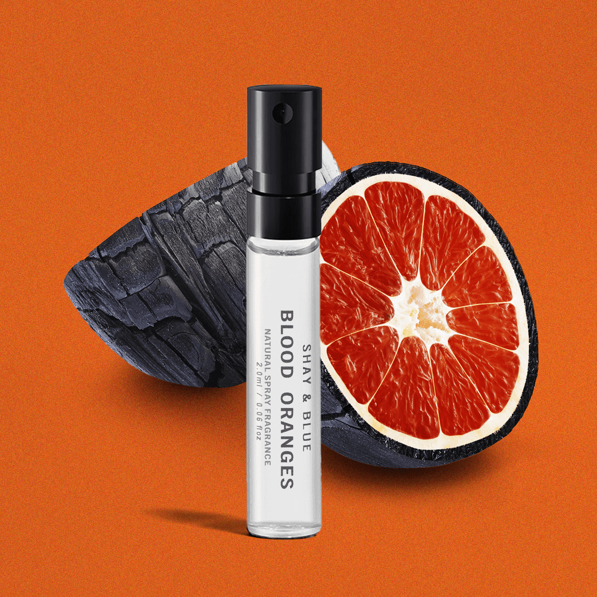 Fragranza Blood Oranges 2ml | Arance sanguigne saporite con una miscela ricca e sensuale di legni e cuoio affumicato. | Fragranza pulita per tutti i sessi | Shay & Blue